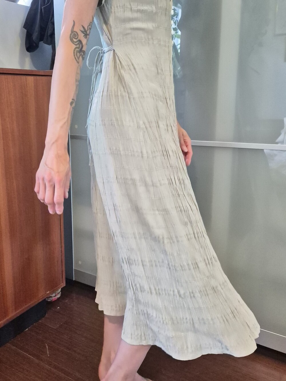 Vintage Sage Green Button-Front Maxi Dress - Picture 3 of 7